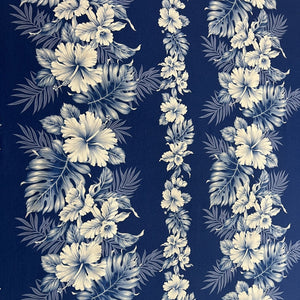 Floral Lei Fabric in Navy Blue Color