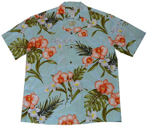 Ky's Green Tropical Coral Orchid Hawaiian Shirt.