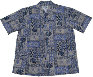 Ky's Blue Honu Tapa Hawaiian Shirt.