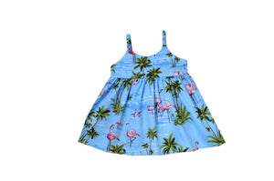 Girl's Bungee Dress 6M / Light Blue Flamingo Fever Girl's Hawaiian Bungee Dress
