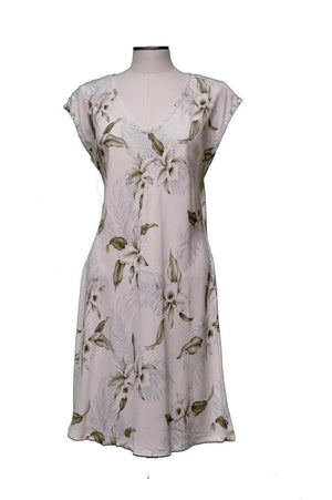 Short Paradise Dress XS / White Tropical Orchid Hawaiian Short Paradise Dress