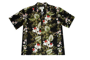 Orchid and Bamboo Leaves Hawaiian Shirt