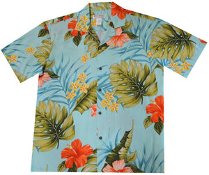 Ky's Classic Hibiscus Rayon Hawaiian Shirt Green