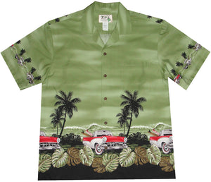 Ky's Classical Car Hawaiian Shirt Green