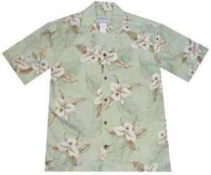 Ky's Green Retro Orchid Hawaiian Shirt.