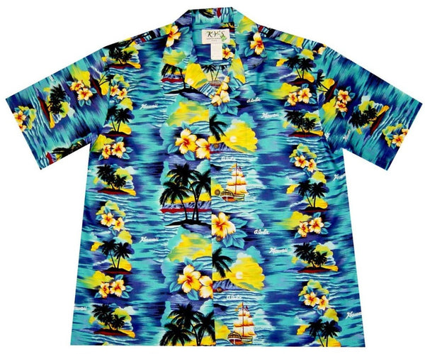 Ky's Classic Discovery Hawaiian Shirt Navy Blue