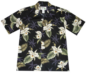 Ky's Classic Orchid Hawaiian Shirt Black