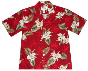 Ky's Classic Orchid Hawaiian Shirt Red