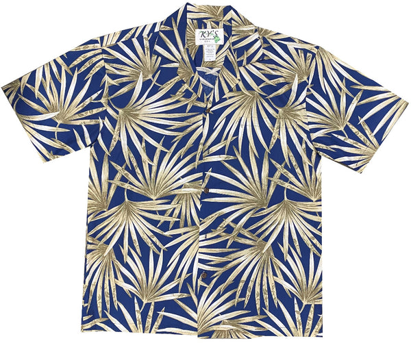 Ky's Navy Blue Flourishing Fan Palms Hawaiian Shirt.