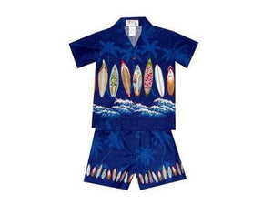 Boy's Set 2 / Navy Blue Surfboard Collection Boy's Cabana Set