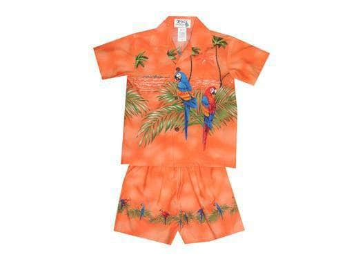 Boy's Set 2 / Orange Parrot Paradise Boy's Cabana Set