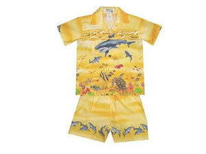 Boy's Set 2 / Yellow Great White Shark Boy's Cabana Set