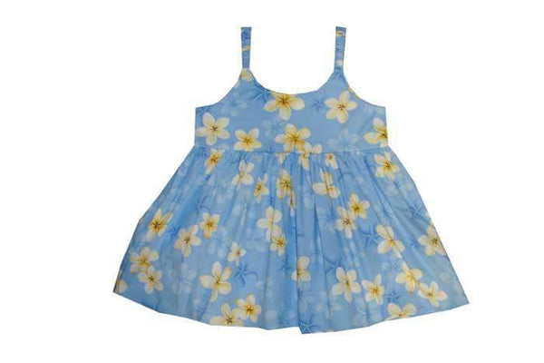 Girl's Bungee Dress 6M / Blue Plumeria Girl's Hawaiian Bungee Dress