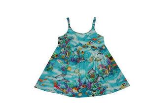 Girl's Bungee Dress 6M / Green Coral Reef Girl's Hawaiian Bungee Dress
