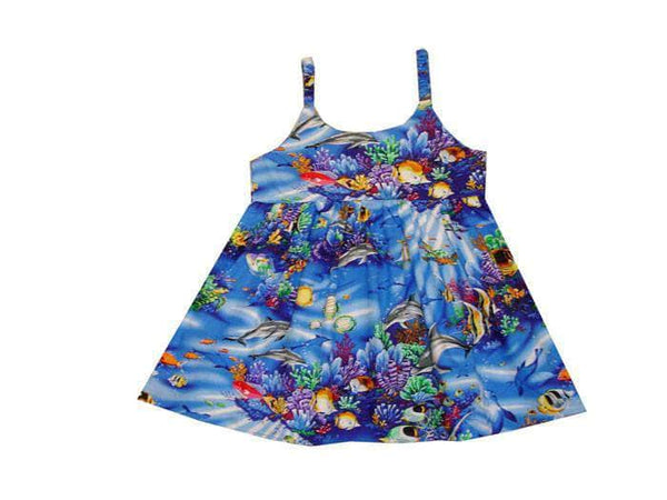Girl's Bungee Dress 6M / Navy Blue Coral Reef Girl's Hawaiian Bungee Dress