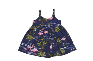 Girl's Bungee Dress 6M / Navy Blue Flamingo Fever Girl's Hawaiian Bungee Dress