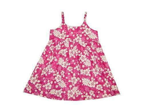 Girl's Bungee Dress 6M / Pink Floral Silhouette Girl's Hawaiian Bungee Dress