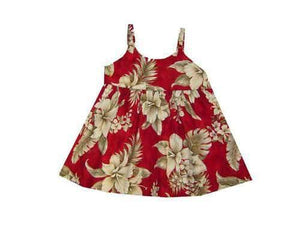 Girl's Bungee Dress 6M / Red Tropical Hibiscus Girl's Hawaiian Bungee Dress