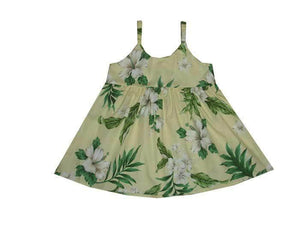 Girl's Bungee Dress 6M / Yellow Garden Hibiscus Girl's Hawaiian Bungee Dress