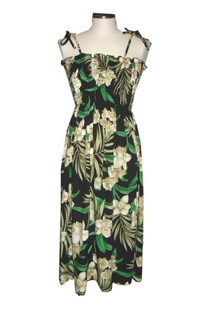 Tube Dress Black / Midi Wild Hawaiian Orchid Hawaiian Tube Dress