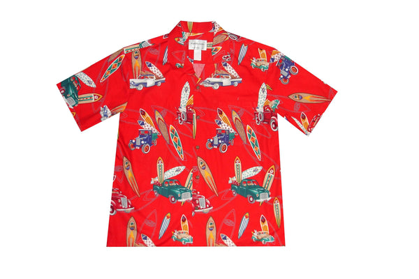 Hawaiian Shirt L / Red Retro Beach Time Hawaiian Shirt
