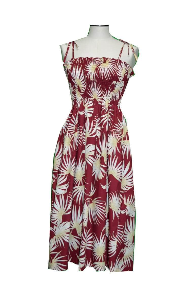 Red hawaiian dress sales with white leaves