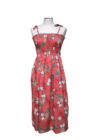 Tube Dress Red / Midi Pineapple Mania Hawaiian Tube Dress