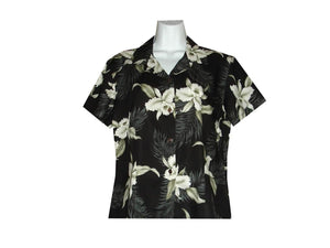 Girl's Hawaiian Blouse S / Black Garden Orchid Girl's Hawaiian Blouse