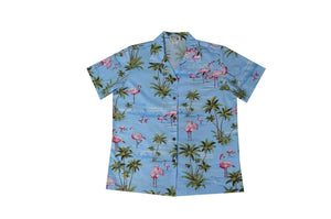 Hawaiian Blouse S / Blue Flamingo Fever Women's Hawaiian Shirt