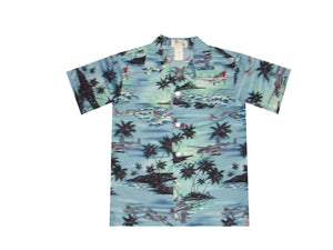 Boy's Hawaiian Shirts S / Blue World War 2 Planes Boy's Hawaiian Shirt