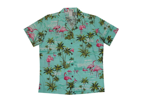 Hawaiian Blouse S / Green Flamingo Fever Women's Hawaiian Shirt