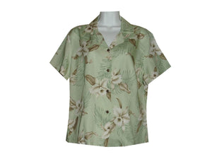 Girl's Hawaiian Blouse S / Green Garden Orchid Girl's Hawaiian Blouse