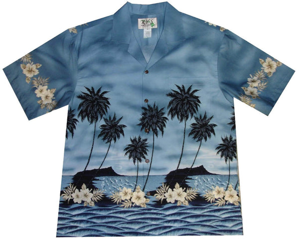 Ky's Grey Palm Tree Silhoutte Hawaiian Shirt.