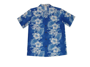 Hawaiian Blouse S / Navy Blue Floral Lei Women's Hawaiian Shirt