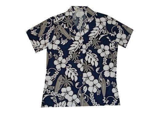 Hibiscus and Surfboard Women's Hawaiian Shirt