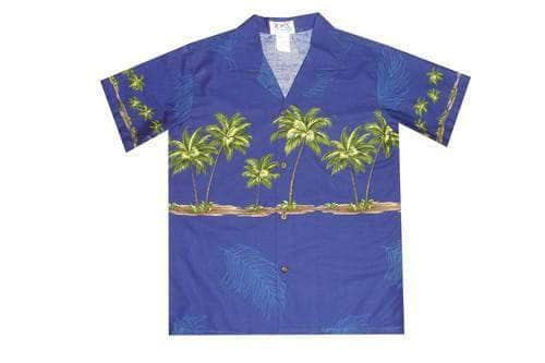 Boy's Hawaiian Shirts S / Navy Blue Palm Tree Boy's Hawaiian Shirt