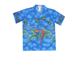 Boy's Hawaiian Shirts S / Navy Blue Parrot Paradise Boy's Hawaiian Shirt