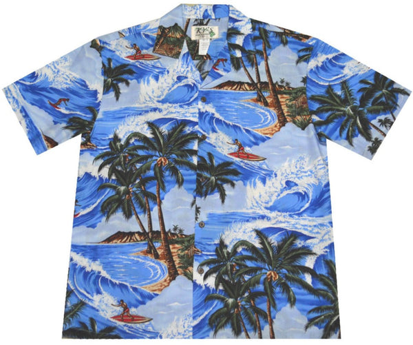 Hawaiian Shirt S / Navy Blue Tsunami Surfer Hawaiian Shirt