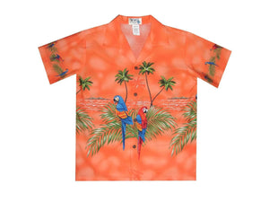 Boy's Hawaiian Shirts S / Orange Parrot Paradise Boy's Hawaiian Shirt