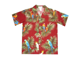 Boy's Hawaiian Shirts S / Red Parrot Forest Boy's Hawaiian Shirt