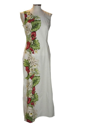 Anthurium and Orchid Long Tank Hawaiian Dress