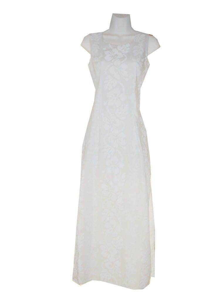 long white hawaiian dress Waikiki White Hawaiian Meaaloha Muumuu Dress with Sleeves