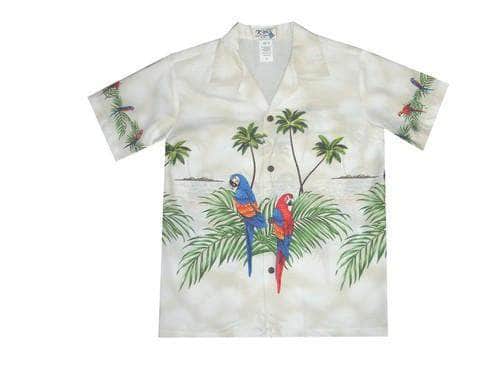 Boy's Hawaiian Shirts S / White Parrot Paradise Boy's Hawaiian Shirt