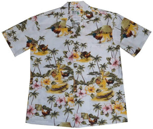 KY's White Wild Rooster Hawaiian Shirt.