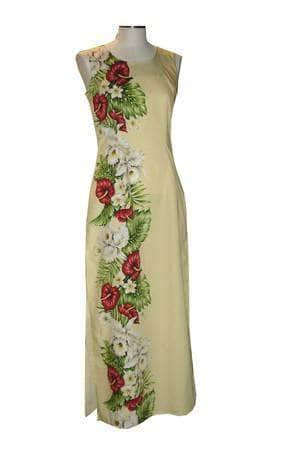 Anthurium and Orchid Long Tank Hawaiian Dress