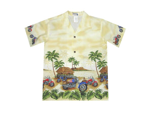 Boy's Hawaiian Shirts S / Yellow Tropical Motorcycles Boy's Hawaiian Shirt