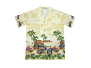 Boy's Hawaiian Shirts S / Yellow Tropical Motorcycles Boy's Hawaiian Shirt