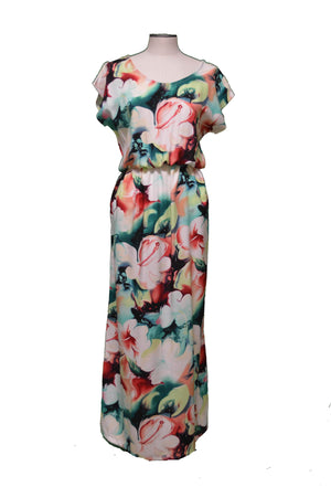 Splash Hibiscus Hawaiian Maxi Rayon Dress