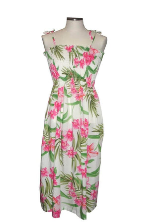 Tube Dress White / Midi Wild Hawaiian Orchid Hawaiian Tube Dress