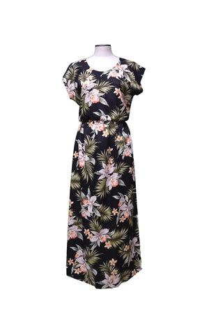 Blooming Orchid Hawaiian Maxi Rayon Dress